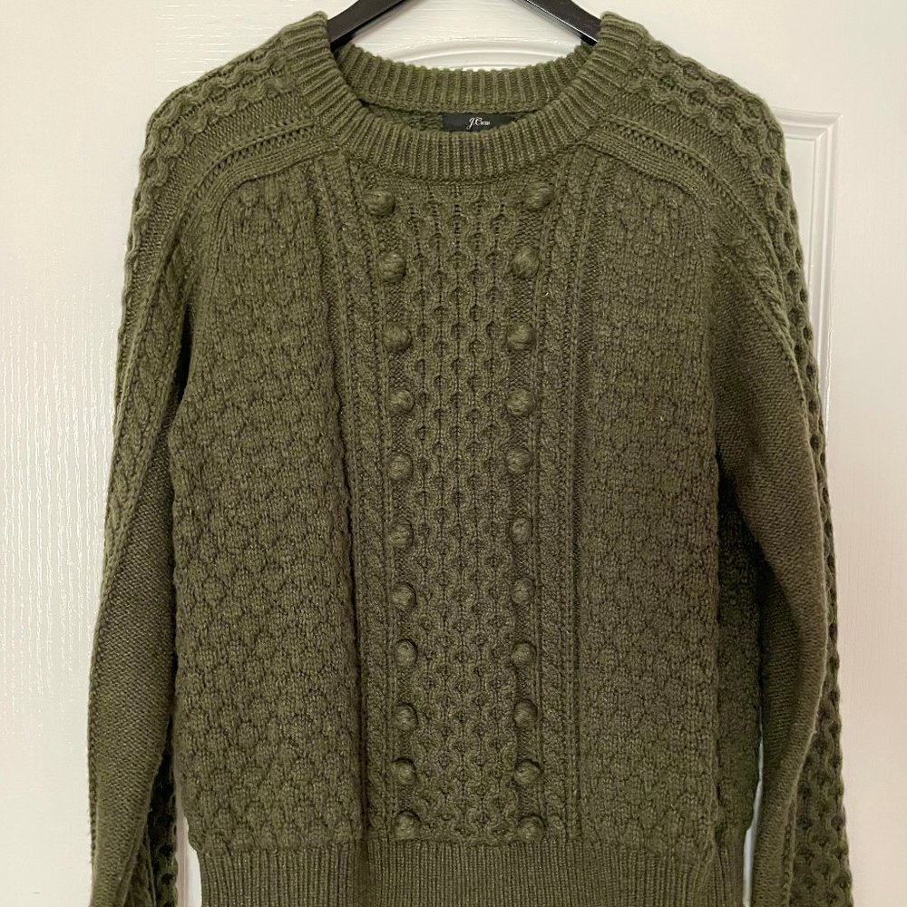 J.Crew Textured Ball Sweater in Dark Moss Size L